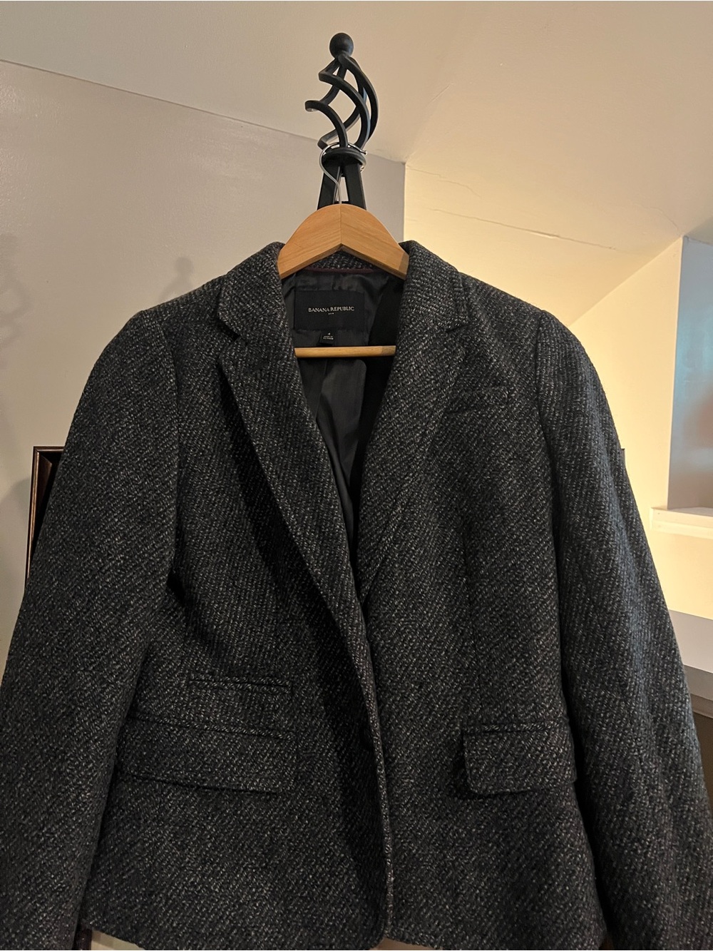 Banana Republic Dark Charcoal Herringbone Blazer